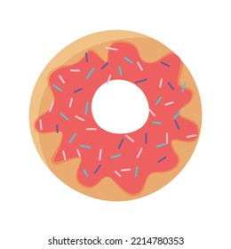 Donut in icing with spice in flat style for vector illustration design. Delicious and sweet food for shops, stickers, advertising