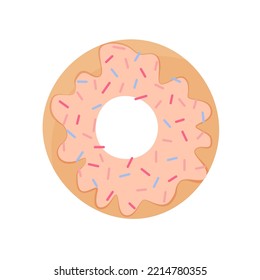 Donut in icing with spice in flat style for vector illustration design. Delicious and sweet food for shops, stickers, advertising