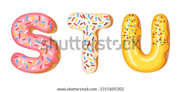 Donut Icing Upper Latters S T Stock Vector (Royalty Free) 1315605302