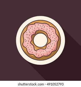 Donut icon. Bakery food daily and fresh theme. Purple background. Vector illustration