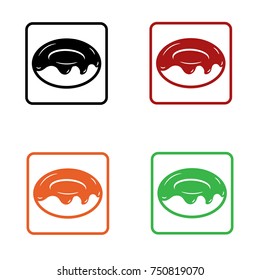 donut icon bathed editable flat in black orange red and green colors isolated for web and applications