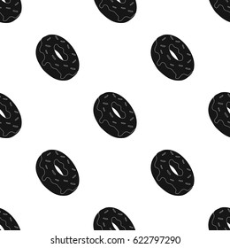 Donut icon in black style isolated on white background. USA country pattern stock vector illustration.