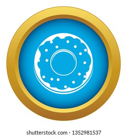 Donut icon blue vector isolated on white background for any design