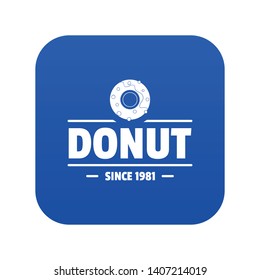 Donut icon blue vector isolated on white background