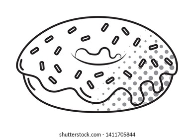 donut icon cartoon black and white