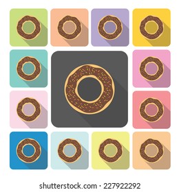 Donut Icon color set vector illustration.