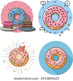 donut icon. Colorful glazed donut set. donut food icon banner menu restaurant cafe menu design. element for design