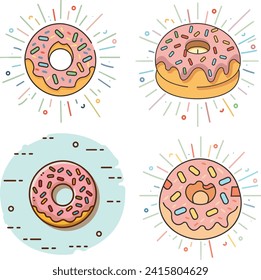 donut icon. Colorful glazed donut set. donut food icon banner menu restaurant cafe menu design. element for design