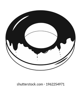 Donut icon. Creative illustration. Black liner sketch. Idea for decors, logo, patterns, papers, covers, gifts, summer and spring holidays, sweet food themes. Isolated vector art.