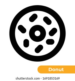 Donut Icon. Designed in 24x24px artboard with 2px stroke thickness. Pixel perfect and scalable icon.