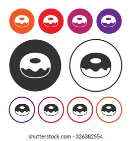 Donut icon. Dessert icon. Button. Vector illustration