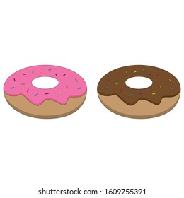 Donut icon.  Donuts with chocolate and pink topping