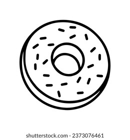 Donut icon. Doughnut with frosting isolated on white background. Vector Illustration