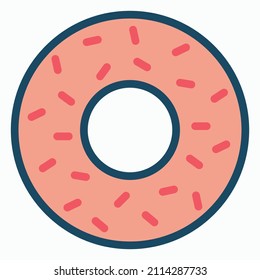 icono de donut, 	vector de anillos, ilustración de postre