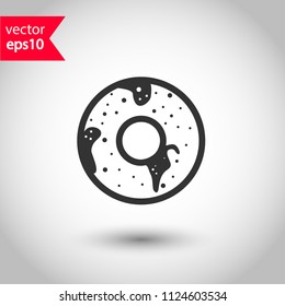 Donut icon. Doughnut vector sign. Studio background. EPS 10 vector flat sign.