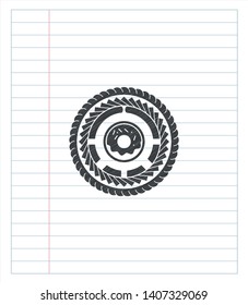 donut icon draw with pencil effect. Vector Illustration. Detailed.