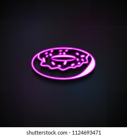 donut icon. Element of Bakery shop icons for mobile concept and web apps. Neon donut icon can be used for web and mobile apps on dark gradient background