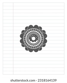 donut icon emblem drawn in pencil. Vector Illustration. Detailed. 