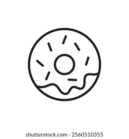 Donut icon Flat art in black and white isolated