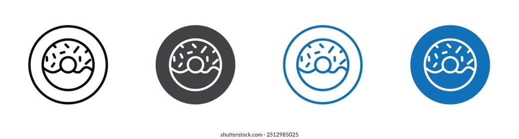 Donut icon flat editable icon mark set.