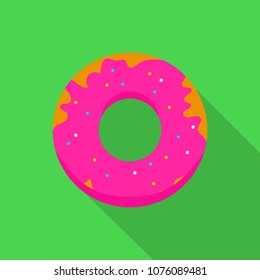 Donut icon. Flat illustration of donut vector icon for web