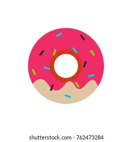 Donut icon flat. Isolated symbol on shop topic with donut icon, doughnut and glaze meaning vector illustration.
