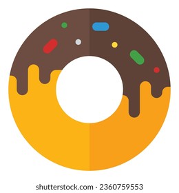 donut icon in flat style isolated on white background. Fastfood icon, vector illustration for graphic design projects