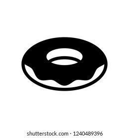 Donut, icon of food, side view. Black icon on white background
