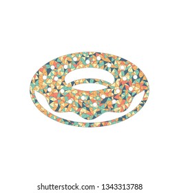 Donut, icon of food, side view. Colored mosaic with polygons