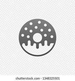 Donut, icon of food, top view. On grid background