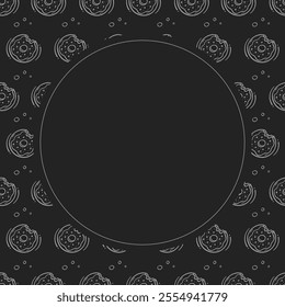 donut icon frame. doodle donut circle frame. hand drawn donut frame background. donut icon background