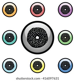 Donut Icon Glass Button Icon Set