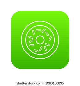 Donut icon green vector isolated on white background