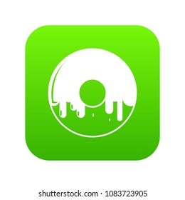 Donut icon green vector isolated on white background