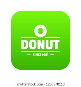 Donut icon green vector isolated on white background