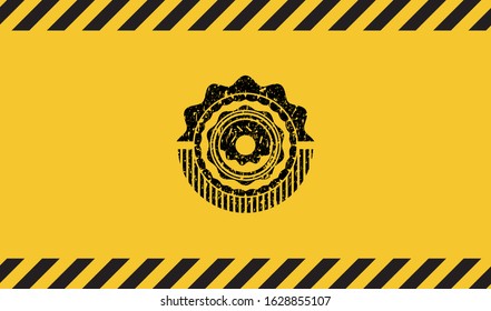 donut icon grunge warning sign emblem. Vector Illustration. Detailed.