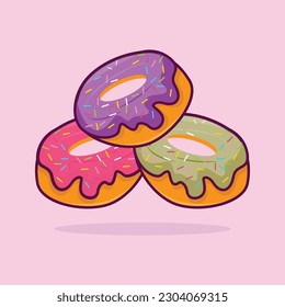 Donut Icon Illustration, Isolated Vector, Cartoon Style Food Concept, Design Suitable For Web Landing Page, Banner, Sticker, Background, Poster