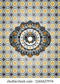 donut icon inside arabesque badge. arabic decoration.