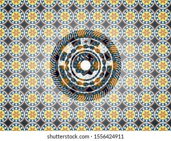 donut icon inside arabesque emblem. arabic decoration.