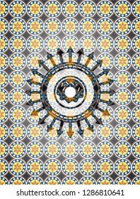 donut icon inside arabesque style badge. arabic decoration.