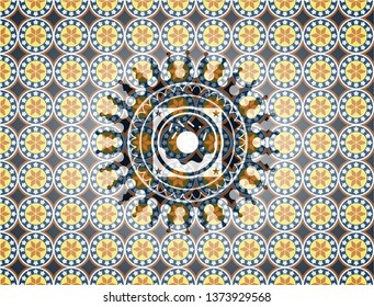 donut icon inside arabesque style emblem. arabic decoration.