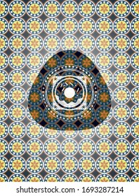 donut icon inside arabesque style emblem. arabic decoration.