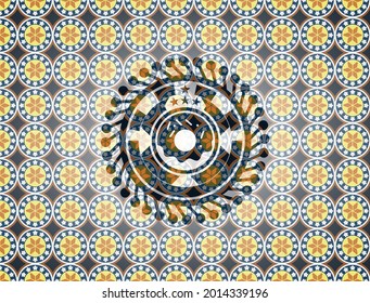 donut icon inside arabesque style emblem. arabic decoration. 