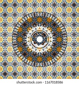 donut icon inside arabic emblem. Arabesque decoration.