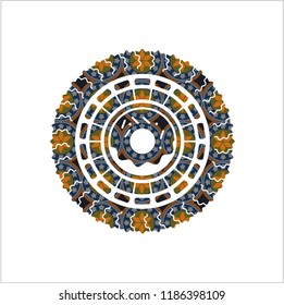 donut icon inside arabic emblem. Arabesque decoration.