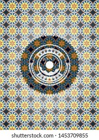 donut icon inside arabic emblem. Arabesque decoration.