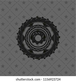 donut icon inside black emblem. Vintage.