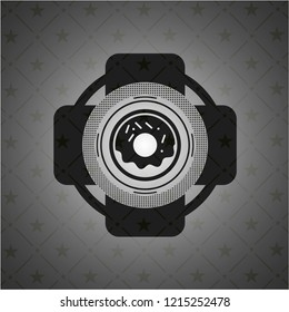 donut icon inside black emblem. Vintage.