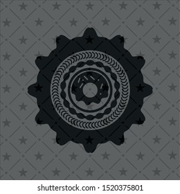 donut icon inside black emblem. Vintage.