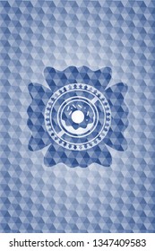 donut icon inside blue badge with geometric pattern.